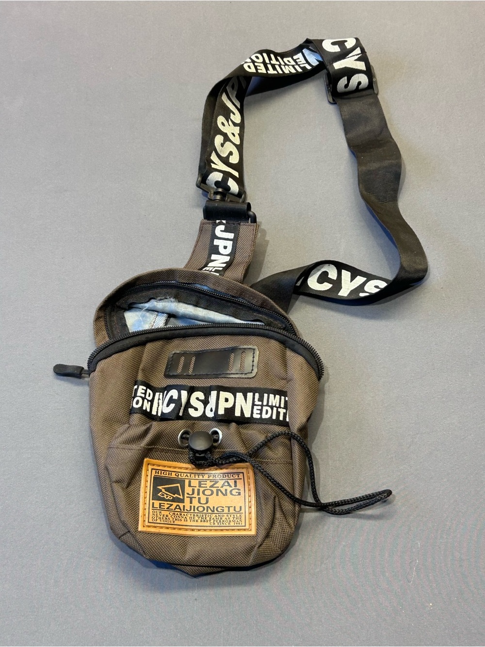 Brown Crossbody Sling Bag with Branded Strap